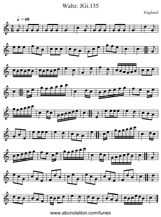 Waltz. JGi.135 - staff notation