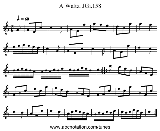 Waltz. JGi.158, A - staff notation