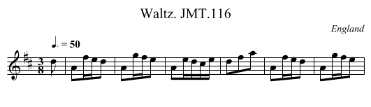 Waltz. JMT.116 - staff notation
