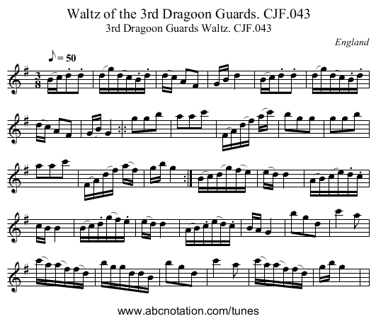Waltz of the 3rd Dragoon Guards. CJF.043 - staff notation