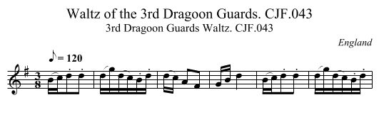 Waltz of the 3rd Dragoon Guards. CJF.043 - staff notation