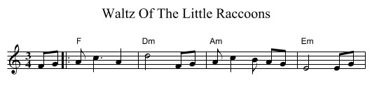 Waltz Of The Little Raccoons - staff notation