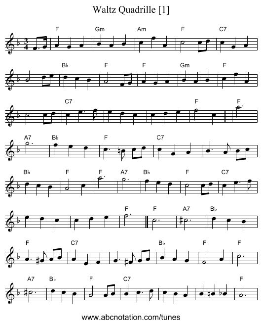 Waltz Quadrille [1] - staff notation