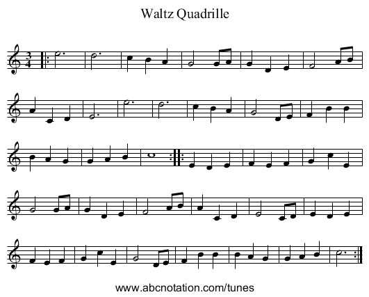 Waltz Quadrille - staff notation