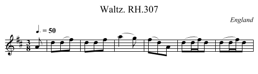 Waltz. RH.307 - staff notation