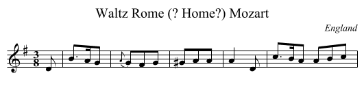 Waltz Rome (? Home?) Mozart - staff notation