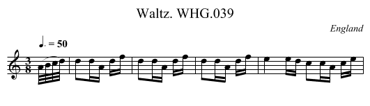 Waltz. WHG.039 - staff notation