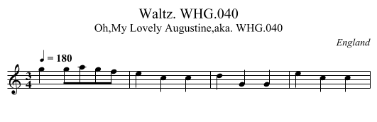 Waltz. WHG.040 - staff notation