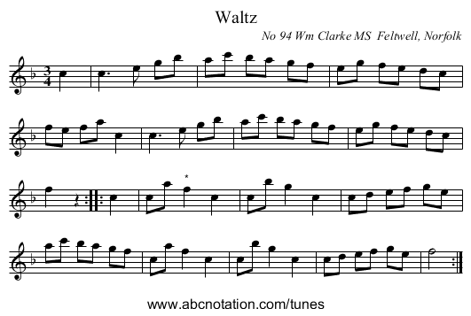 Waltz - staff notation
