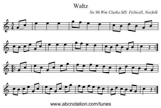Waltz - staff notation