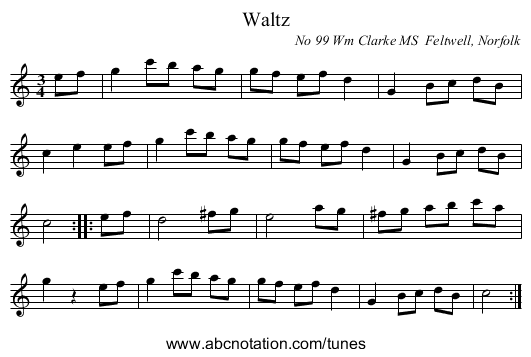 Waltz - staff notation