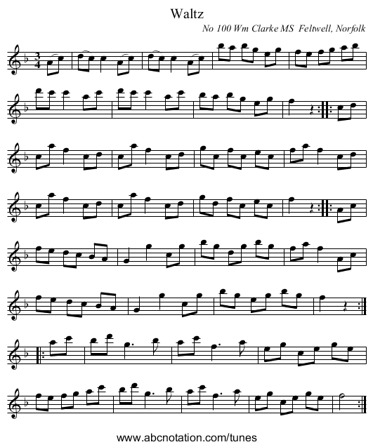 Waltz - staff notation