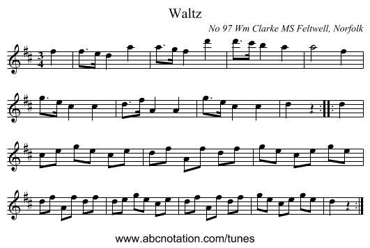 Waltz - staff notation