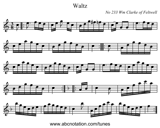 Waltz - staff notation
