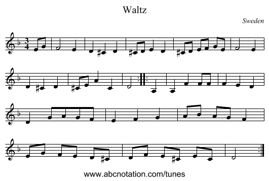 Waltz - staff notation