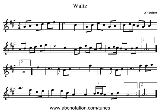 Waltz - staff notation