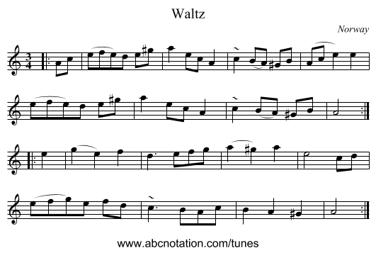 Waltz - staff notation