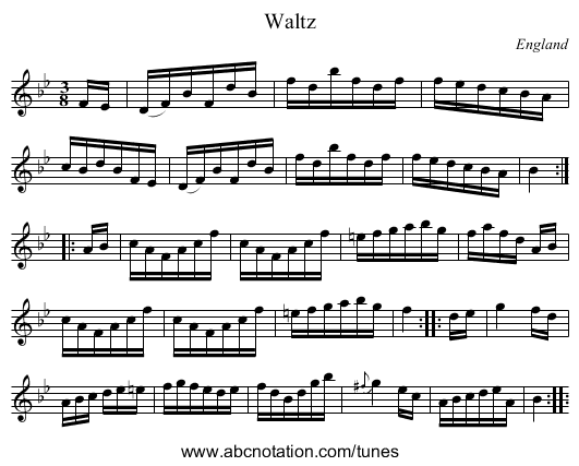 Waltz - staff notation