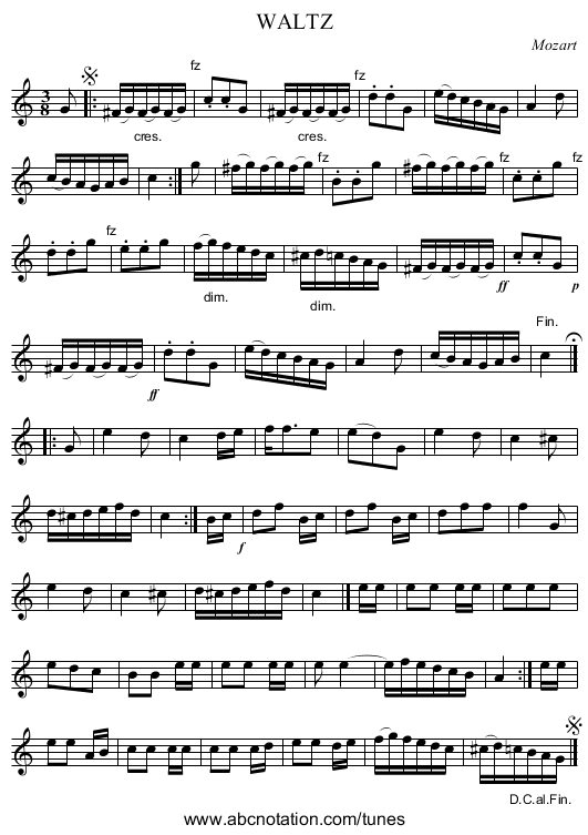 WALTZ - staff notation