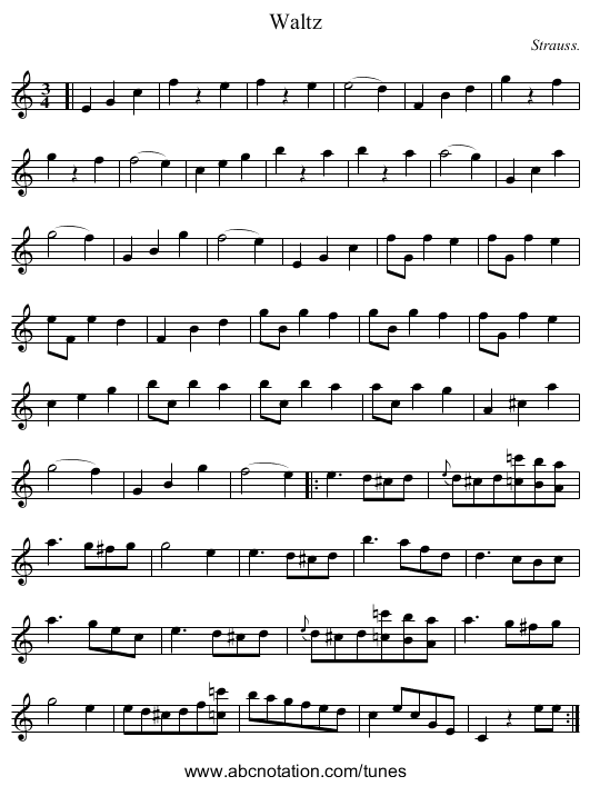 Waltz - staff notation
