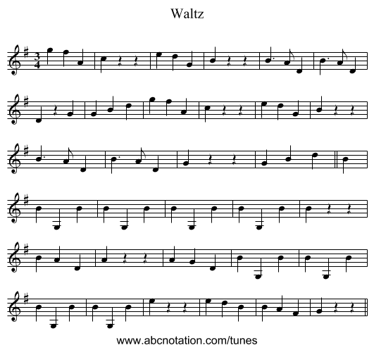 Waltz - staff notation