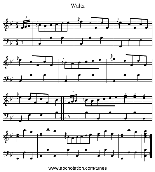 Waltz - staff notation