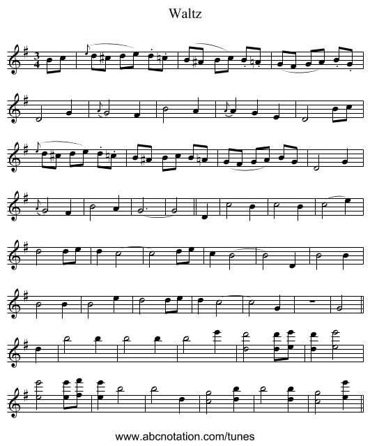 Waltz - staff notation