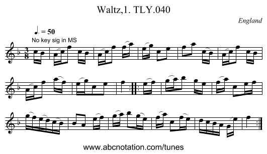 Waltz,1. TLY.040 - staff notation