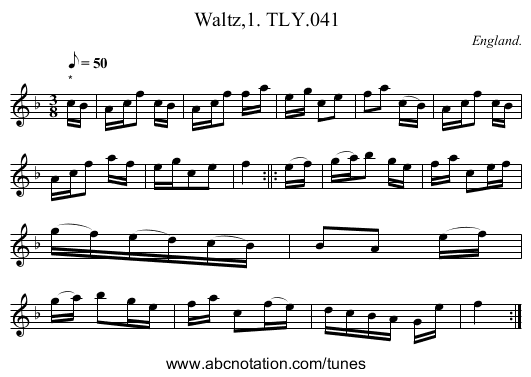 Waltz,1. TLY.041 - staff notation