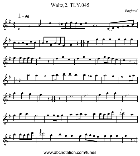 Waltz,2. TLY.045 - staff notation