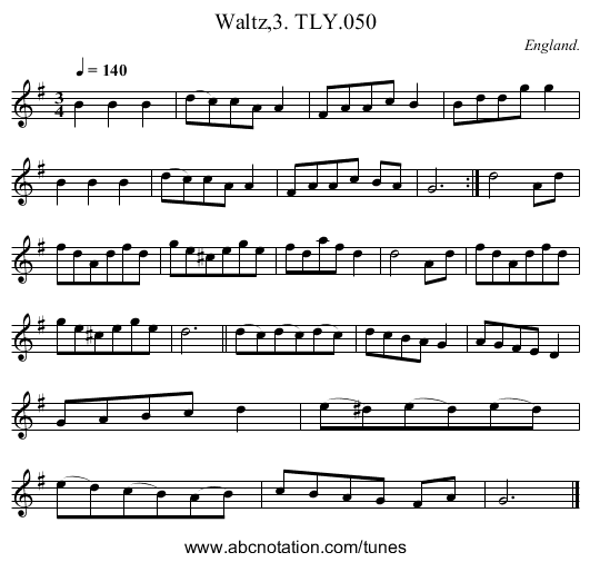 Waltz,3. TLY.050 - staff notation