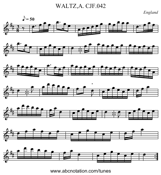 WALTZ,A. CJF.042 - staff notation