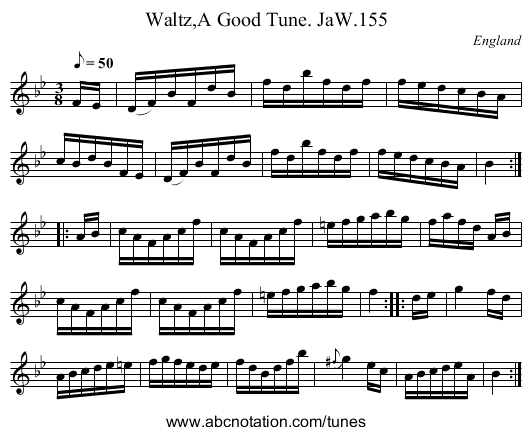 Waltz,A Good Tune. JaW.155 - staff notation
