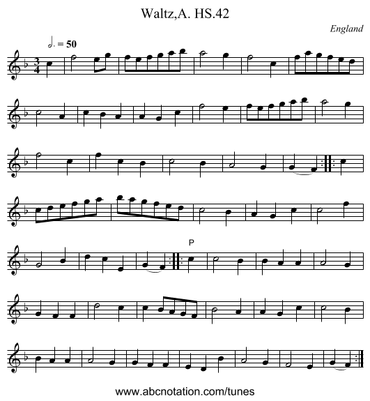 Waltz,A. HS.42 - staff notation