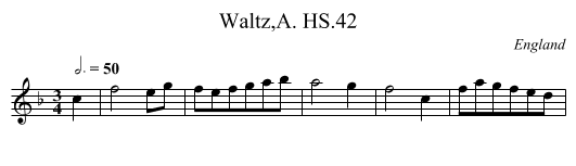 Waltz,A. HS.42 - staff notation