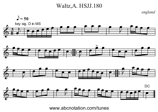 Waltz,A. HSJJ.180 - staff notation