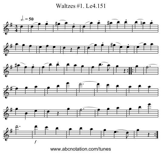 Waltzes #1. Le4.151 - staff notation