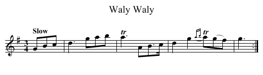 Waly Waly - staff notation