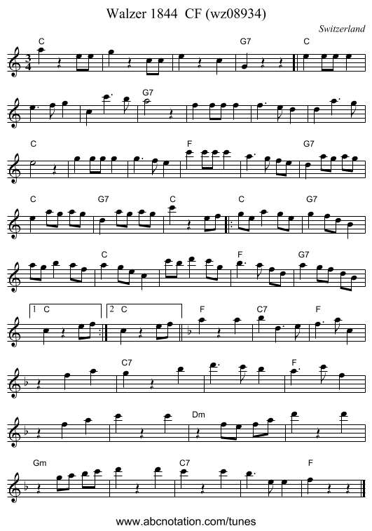 Walzer 1844  CF (wz08934) - staff notation