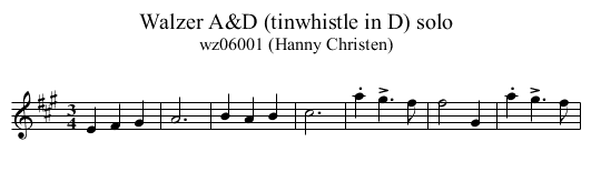 Walzer A&D (tinwhistle in D) solo - staff notation