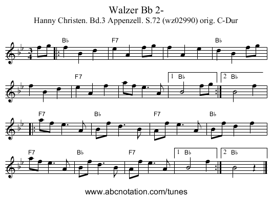Walzer Bb 2- - staff notation