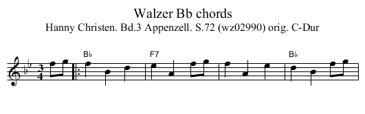 Walzer Bb chords - staff notation