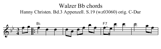 Walzer Bb chords - staff notation