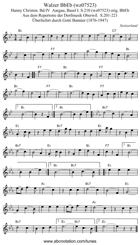 Walzer BbEb (wz07523) - staff notation