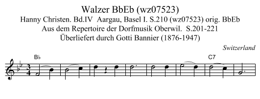 Walzer BbEb (wz07523) - staff notation