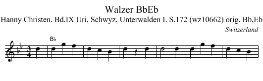 Walzer BbEb - staff notation