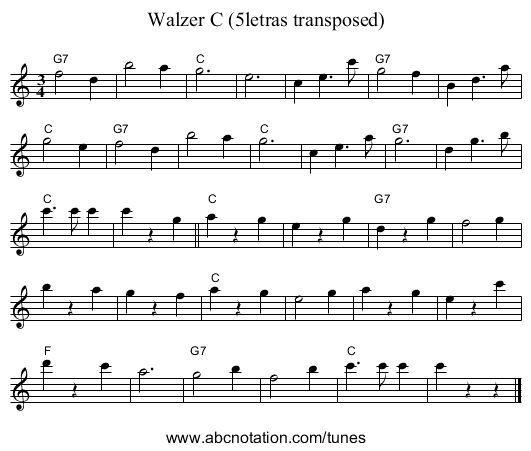 Walzer C (5letras transposed) - staff notation