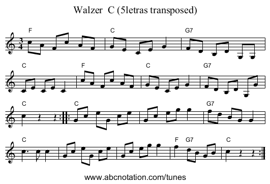 Walzer  C (5letras transposed) - staff notation