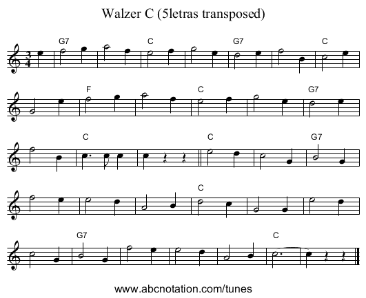 Walzer C (5letras transposed) - staff notation