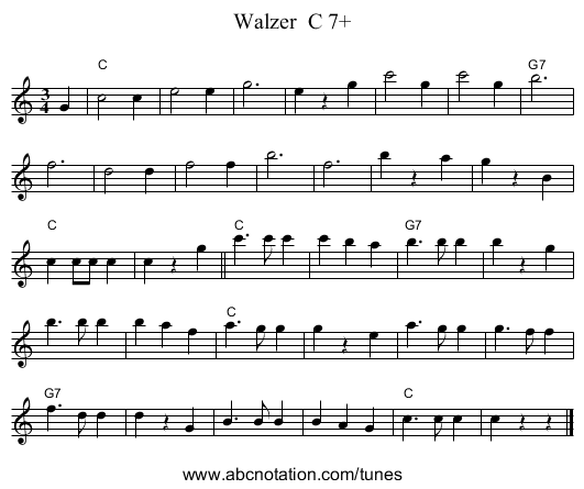 Walzer  C 7+ - staff notation